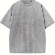 Minimal Line Art Vintage Washed T-Shirt in Gray