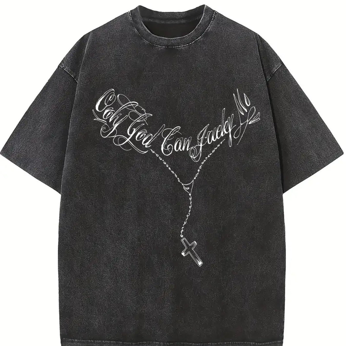 Christian : Bold Jesus Distressed vintage washed oversized T-shirt in Black