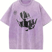 Face Y2K Vamp Vintage Washed T-Shirt in Purple