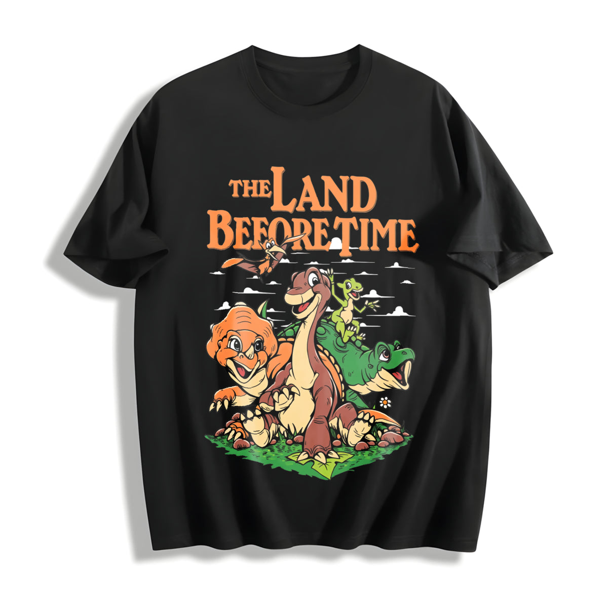The Land Before Time Pastel Dinosaur Friends Cotton T-Shirt in Black