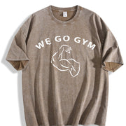 We Go Gym Vintage Washed T-Shirt in Brown