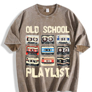 Loose Basic with Alphabets Vintage Washed T-Shirt in Brown