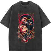 Hot-Blooded Anime2 Attack on Titan Eren Jaeger Manga vintage washed oversized T-shirt in Black