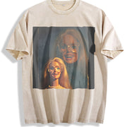 Two Smiling Glam Dolls Vintage Washed T-Shirt in Beige