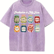 Inclusion Neurodiversity Vintage Washed T-Shirt in Purple