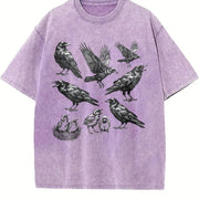 Raven 90s Tattoo Retro ® Y2k Crow Gothic Vintage Washed T-Shirt in Purple