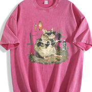 Weightlifting Mouse Vintage Washed T-Shirt in Red