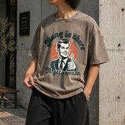Hang in There Retro Vintage Washed T-Shirt in Brown