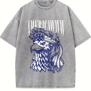 Americawww Sarcastic Fourth of July Bald Eagle for Classic Vintage Washed T-Shirt in Gray