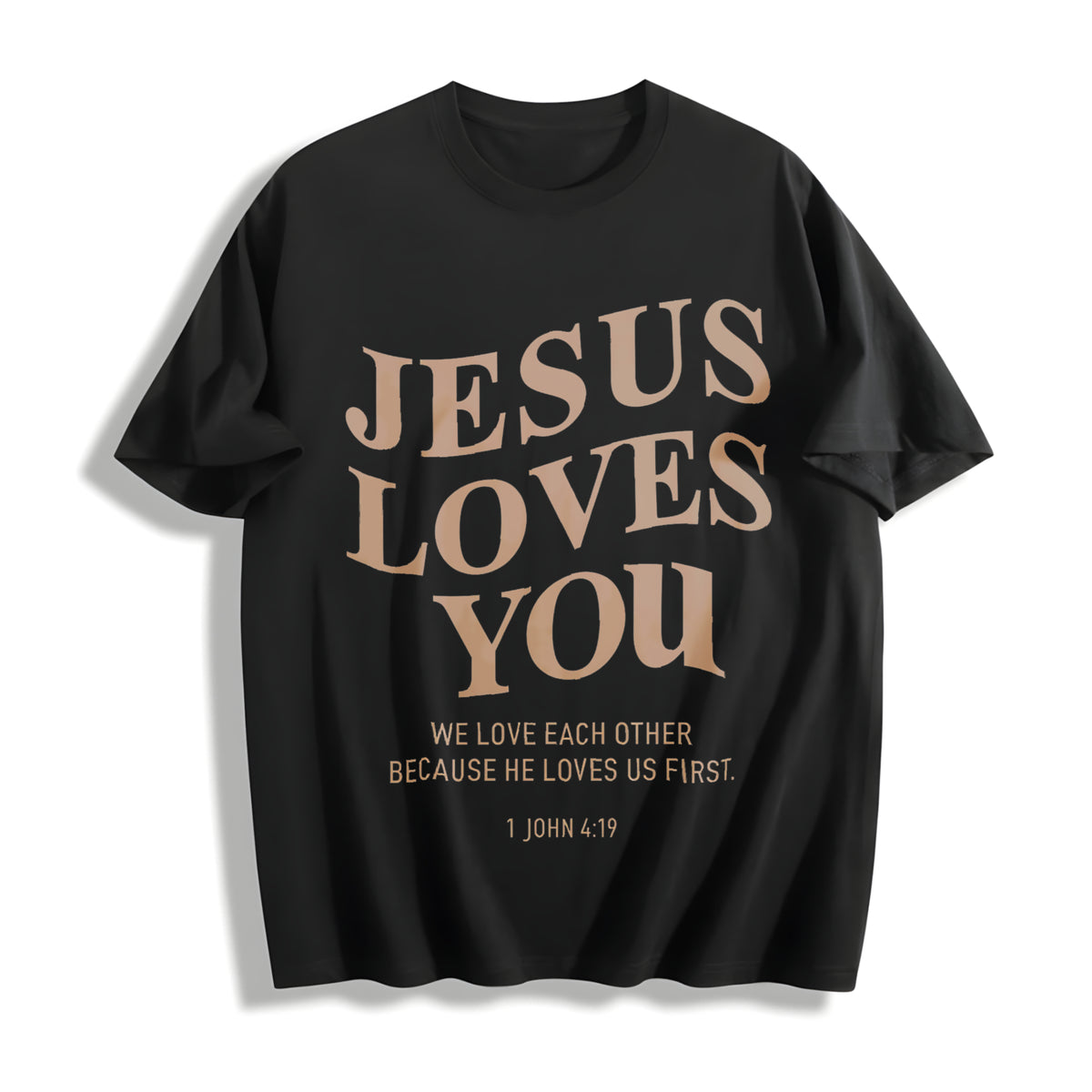 Christian Jesus Is King Love You God Faith Religious Bible Cotton T-Shirt in Black