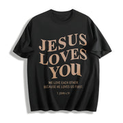Christian Jesus Is King Love You God Faith Religious Bible Cotton T-Shirt in Black
