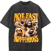 Not Fast Not Furious 90s Vintage Washed T-Shirt in Black