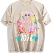 Coastal Granddaughter Vibes Sun-faded Broken-in Feel Vintage Washed T-Shirt in Beige