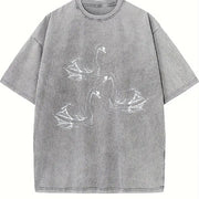 Swan 90s Retro ® Y2k Swan Vintage Washed T-Shirt in Gray