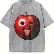 Meme Apple Stylish Apple Vintage Washed T-Shirt in Gray