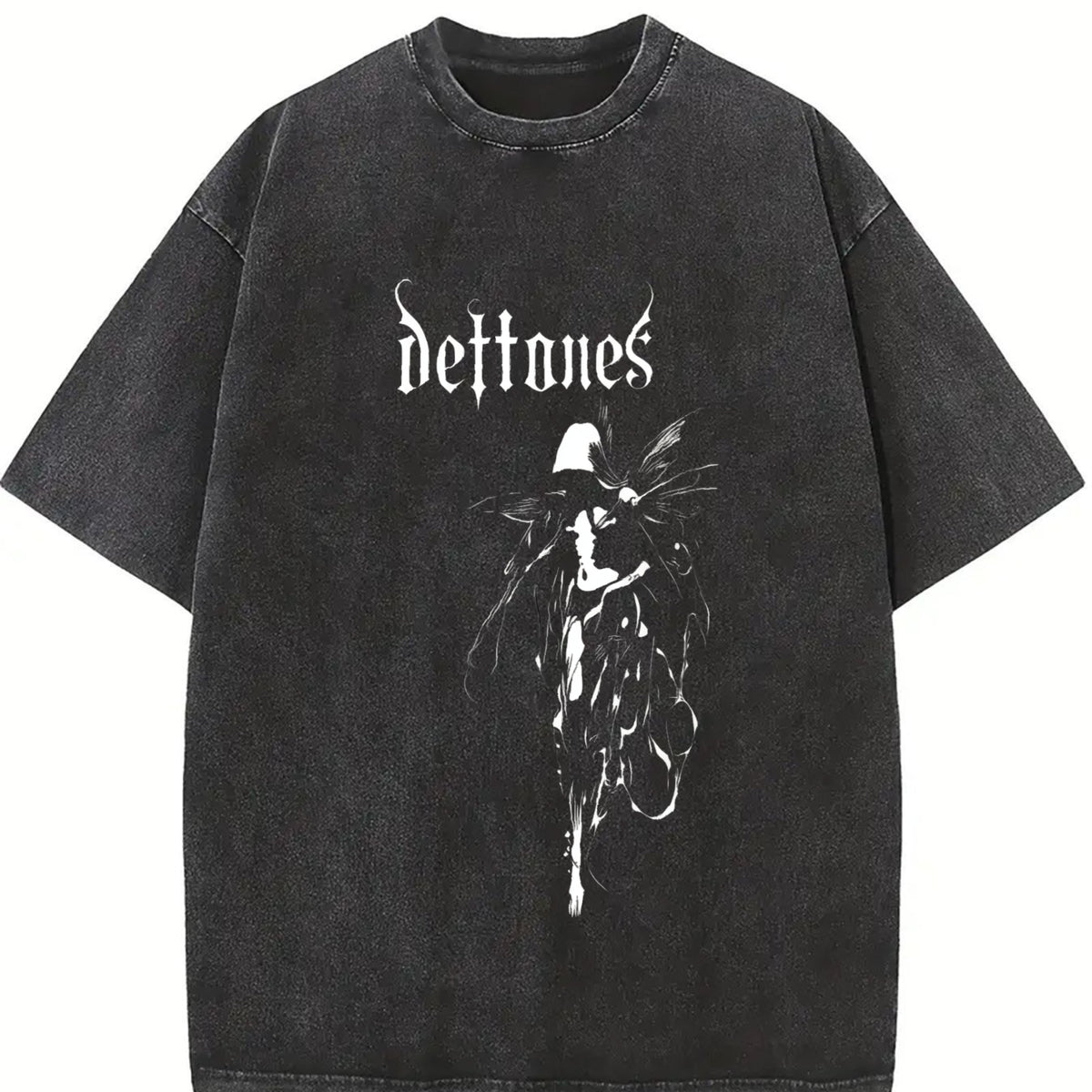 Deftones Retro Heavy Metal – Rock Band Style vintage washed oversized T-shirt in Black