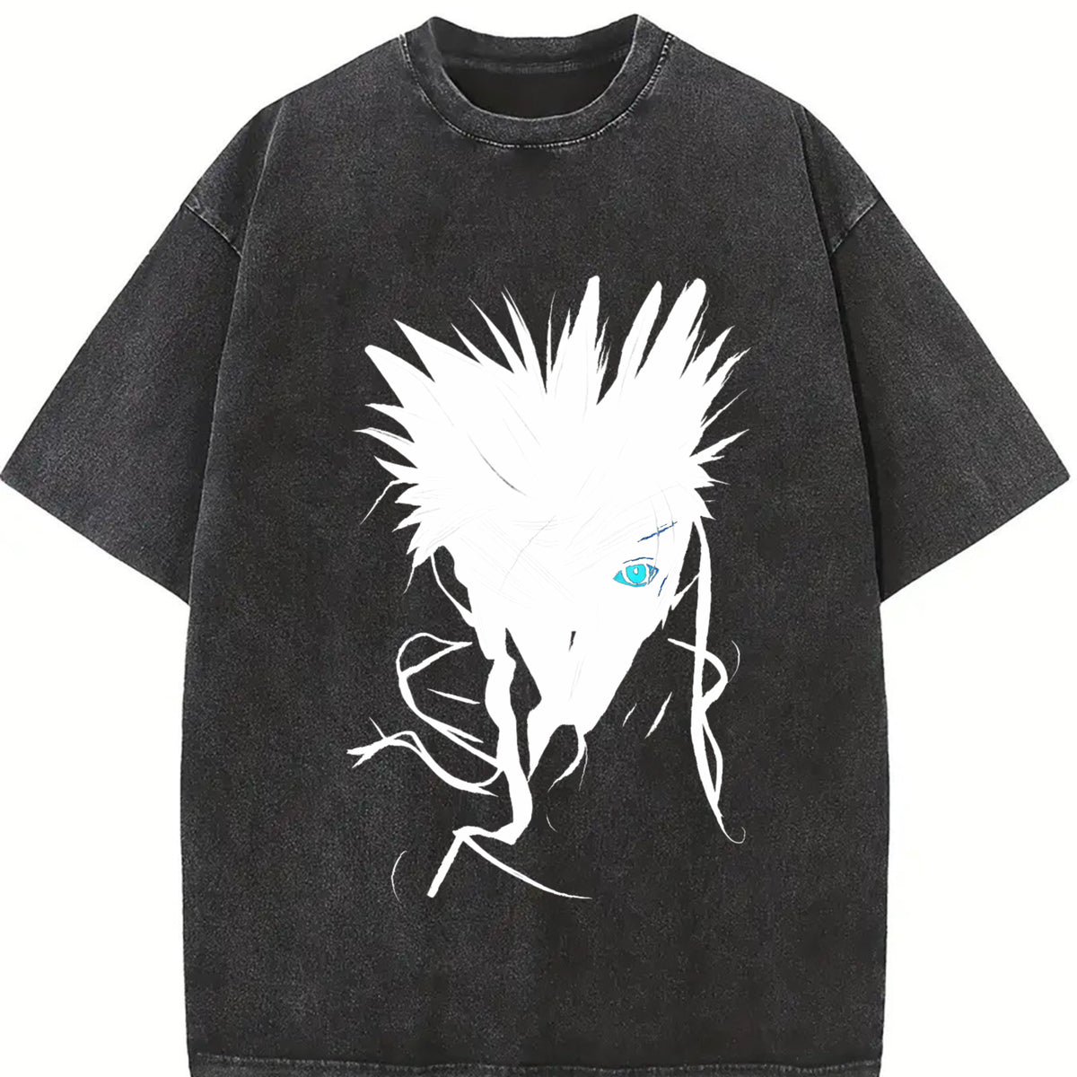 Gojo Satoru Limitless BLue Eyes The Honored One Jujutsu vintage washed oversized T-shirt in Black