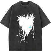 Gojo Satoru Limitless BLue Eyes The Honored One Jujutsu vintage washed oversized T-shirt in Black