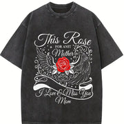This Rose for an Angel Mother Vintage Washed T-Shirt in Black
