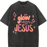 Walk, Shine Like Vintage Washed T-Shirt in Black