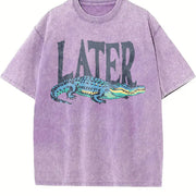 Later Gator T 90s Style 4th Of July vintage washed oversized T-shirt in Purple