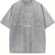 Christian Western Minimalist Vintage Washed T-Shirt in Gray