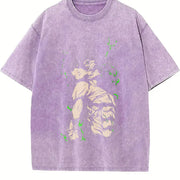 Eren Yeager - Attack on Titan Anime Soft Anime vintage washed oversized T-shirt in Purple