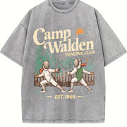 Camp Walden Fencing Club Vintage Washed T-Shirt in Gray