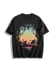 Remake the Lion Kingg Hakuna Matata Silhouettee Jungle Cotton T-Shirt in Black