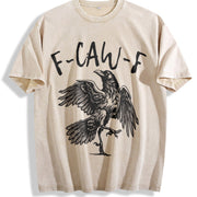 Crow F-caw-f Black Crow Raven Lover Raven Gothic Crow Vintage Washed T-Shirt in Beige