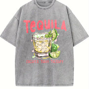 Tequila Drinking for Tequila Lover Cheaper Than Therapy Vintage Washed T-Shirt in Gray