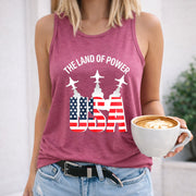 4th of July Patriotic America Women's Color Cotton Tank Top in Red