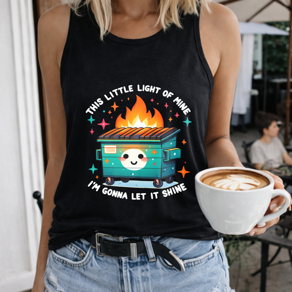 This Little Light of Mine Women's Color Cotton Tank Top in Black