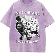 That's My Neighbor Anti ICE and Batik vintage washed oversized T-shirt in Purple