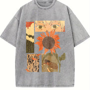 The Hikaru Died Cool Birthday Distressed Festive vintage washed oversized T-shirt in Gray