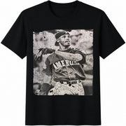 Milwaukee Baseball Player Portrait Cotton T-Shirt in Black