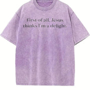 Jesus Thinks I'm a Delight Vintage Washed T-Shirt in Purple