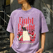Fight or Flight Penguin Vintage Washed T-Shirt in Purple