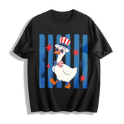 Patriotic Goose 4th of July Goose Cotton T-Shirt in Black