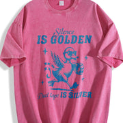 Retro Silence Is Golden Duck Tape Is Silver 90s Vintage Washed T-Shirt in Red