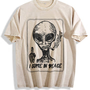 Water I Am a Black Alien Vintage Washed T-Shirt in Beige