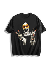 Retro Terrifier Art the Clown Cotton T-Shirt in Black