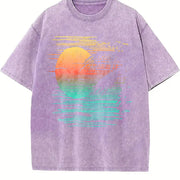 Sunset Beach Vibes Palm Tree vintage washed oversized T-shirt in Purple