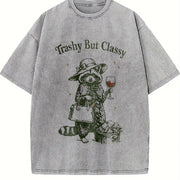 Trashy but Classy Raccoon Animal Cute Trash Panda Vintage Washed T-Shirt in Gray