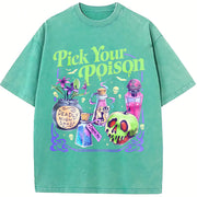 Pick Your Poison Princess Halloween Kuzco Poison Apple vintage washed oversized T-shirt in Blue