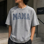 Mama with Toile Floral Vintage Washed T-Shirt in Gray