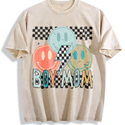 Boy Mom Matching Set Vintage Washed T-Shirt in Beige