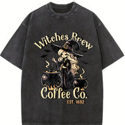 ' Retro Frayed Cuff Bat & Skull for & Halloween Costume Vintage Washed T-Shirt in Black