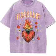 Fire-heart to Whatever End Vintage Washed T-Shirt in Purple