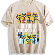 Pete the Cat the Eras Tour Vintage Washed T-Shirt in Beige